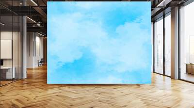 blue sky with clouds. Light sky blue shades watercolor background. Sky Nature Landscape Background. sky background with white fluffy clouds.><	 Wall mural